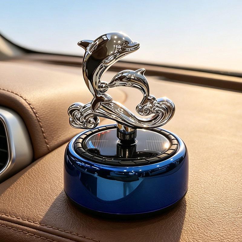 Dolphin Solar Car Air Freshener: Rotating Long-Lasting Perfume Ornament