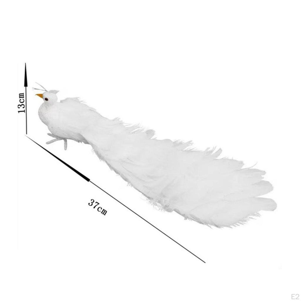 White Peacock Simulation Bird for House Photography Prop Micro Landscape