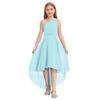 Abito Elegante da Ragazza Monospalla Senza Maniche Design Ruched Lucido con Perline Vita Alta Orlo Alto-Basso Abito da Festa
