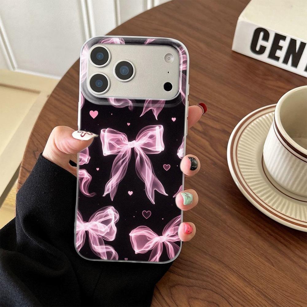 Pink love bow Phone Case For iPhone 17 17Air 16 15 14 13 12 11 Pro Max 14 15 16 Plus Matte Shockproof Soft Cover Funda