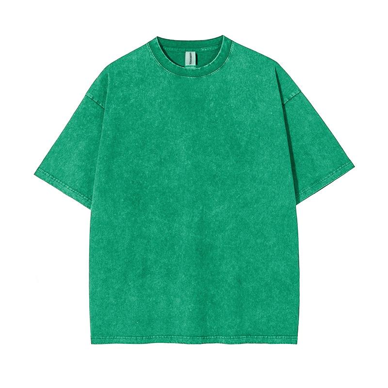 

Стираная футболка для мужчин, хлопковая свободная футболка с круглым вырезом, свободного покроя, мужская корейская повседневная винтажная футболка с коротким рукавом Y2k XXXL зелёный