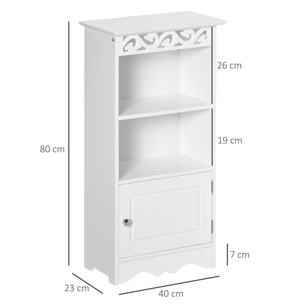 Podlahová skříňka a skříňka 2 police dveře v bílé MDF Koupelna MDF 40Š x 23H x 80V cm Bílá