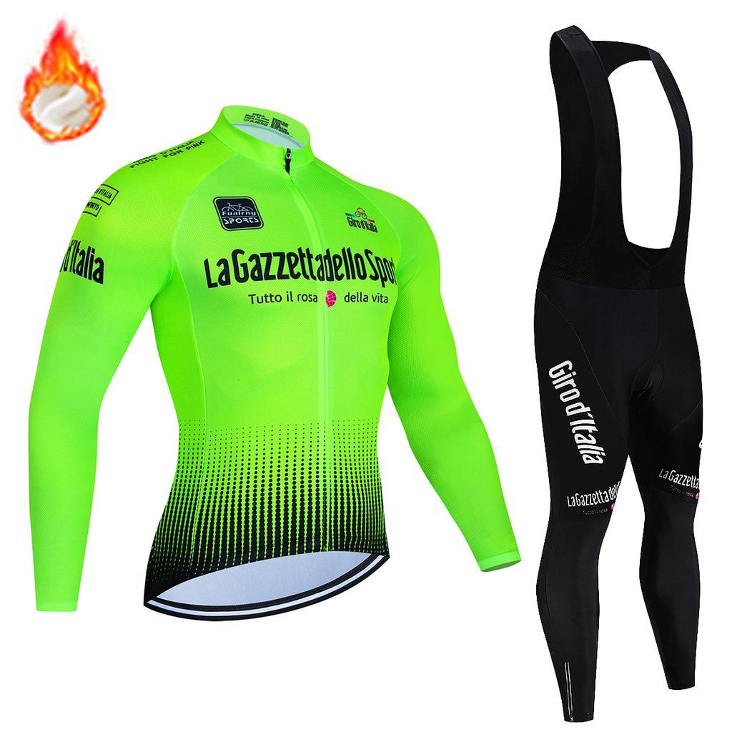 Winter Cycling Jersey Set 2025 Men's Long Sleeve Mountain Bike Cycling Clothing Fleece Warm MTB Bicycle Clothes Wear Suit