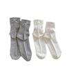 Mesh Breathable And Standardized Double Bow Solid Color Short Socks For Women Versatile White Thin Women'S Socks