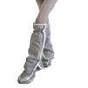 Women's Slouchy Leg Warmers with Side Split Buttons Solid Color Fleece Lined Drawstring Leg Covers Footless Long Socks
