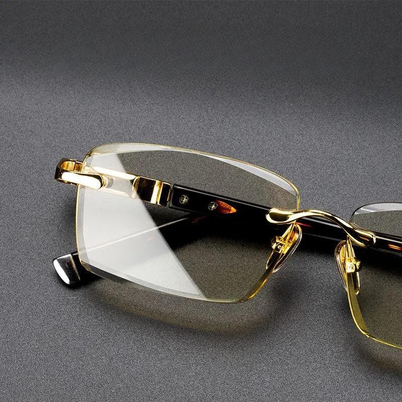 Resin Lens Reading Glasses Borderless Advanced Reading Glasses 1.0 To 4.0 Men's Eye Protection Business Glasses