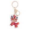 Lion Dance Keychain Sparkling Rhinestone Cartoon Chinese Lion Dance Bag Charm for Car Purse Backpack