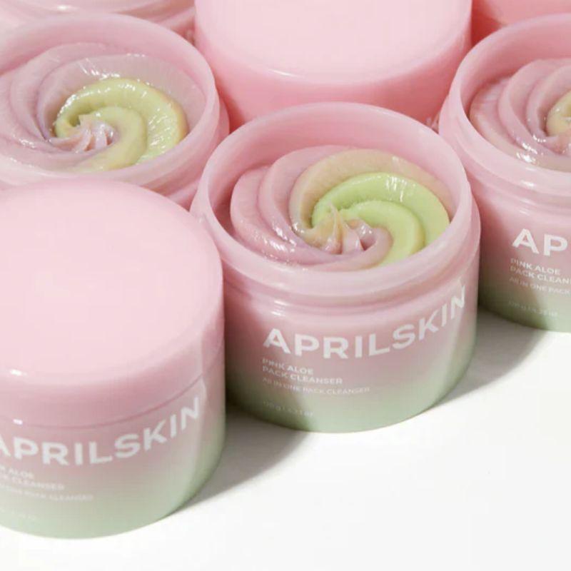 APRILSKIN Pink Aloe Pack Cleanser 120g – 4-in-1 Soothing Mask-to-Foam Facial Cleanser