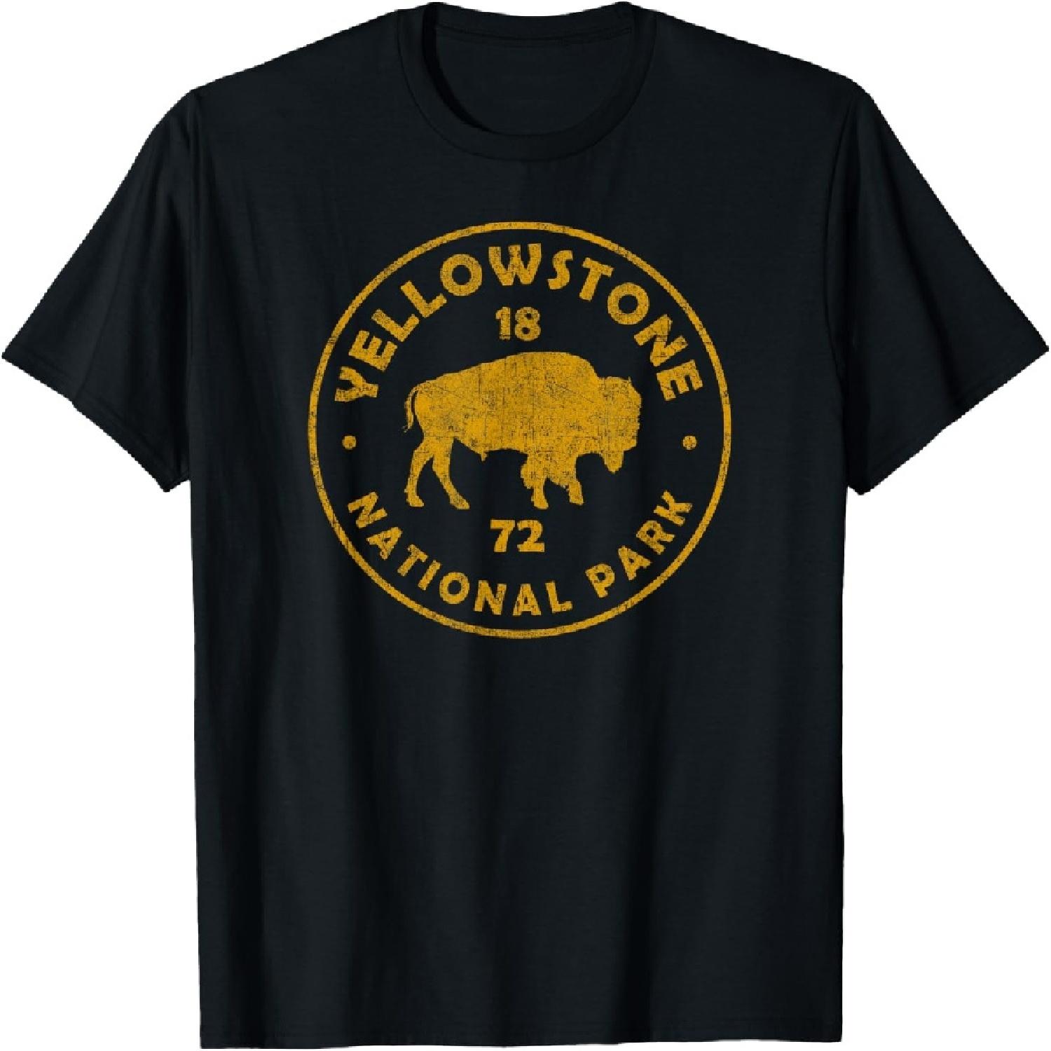 Retro Bison Yellowstone National Park 1872 Hiking Souvenir T-Shirt(1) XXXXXL разноцветный