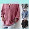 Luxuriously Comfortable Oversized Cross V Neck Shirt For Women In Ethnic Solid Design