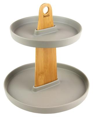 TWO-TIER CERAMIC AND WOOD PLATE HUSLA 73975