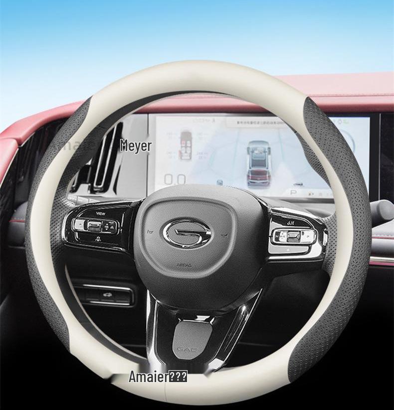 Trumpchi Steering Wheel Cover: Thin Model for M8, Shadow Leopard M6, GS3, GS8, GS4; Anti-Slip Genuine Leather