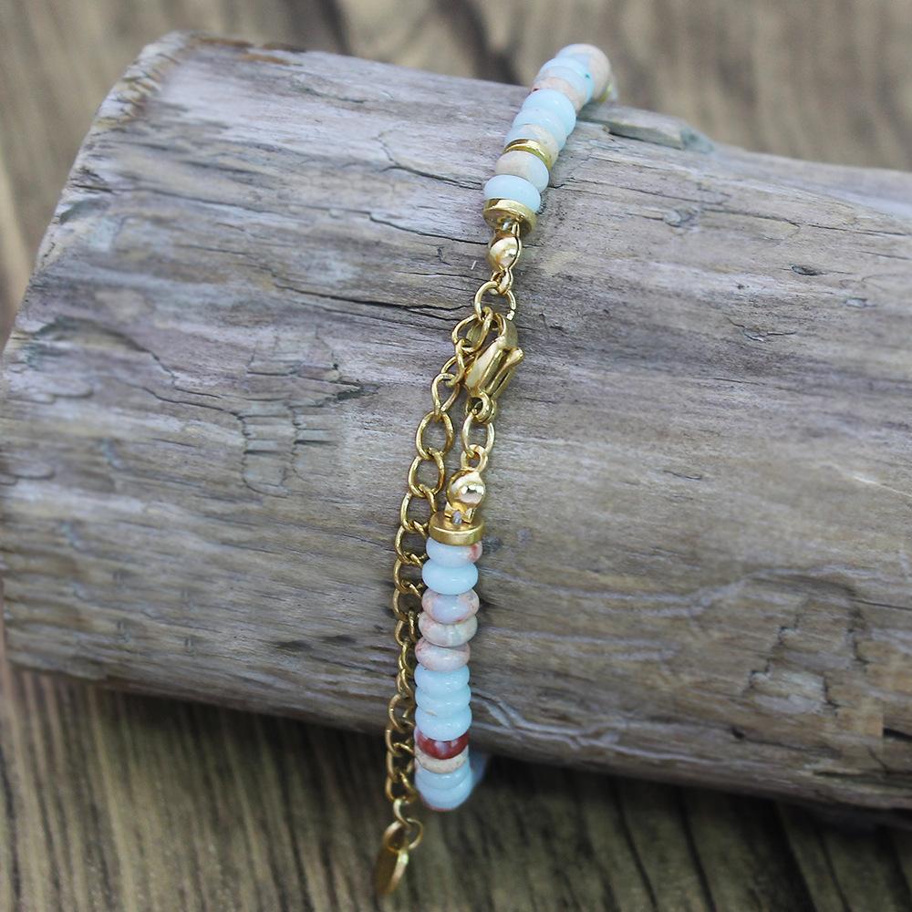 Bracelet à Perles de Pierre pour Femmes Bracelet de Plage Bohème à Perles Bijoux pour Cadeau de Fête d'Anniversaire pour Elle