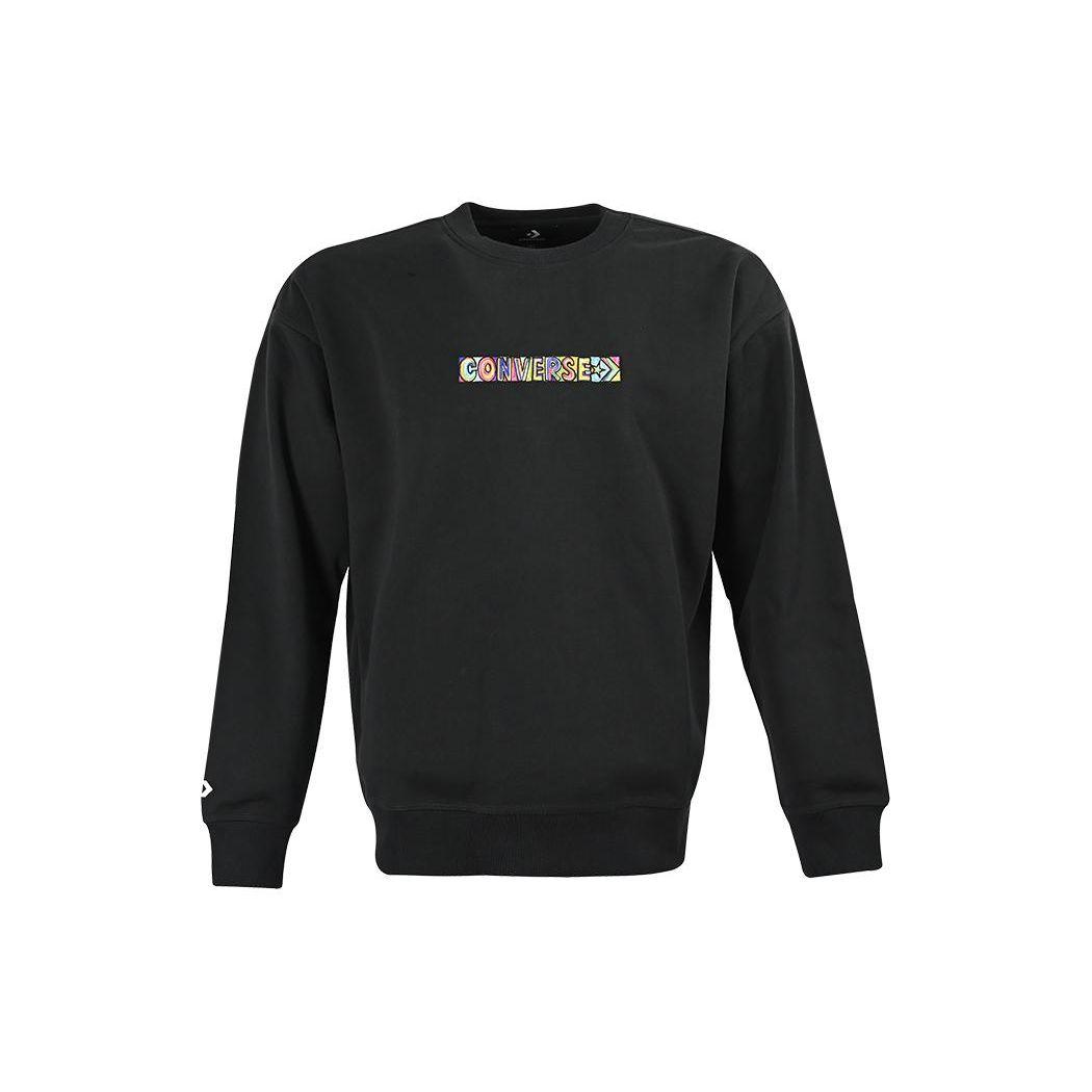 

Converse FW22 Повседневная толстовка с вышитым логотипом алфавита с круглым вырезом, топы унисекс, черный 10023777-A03