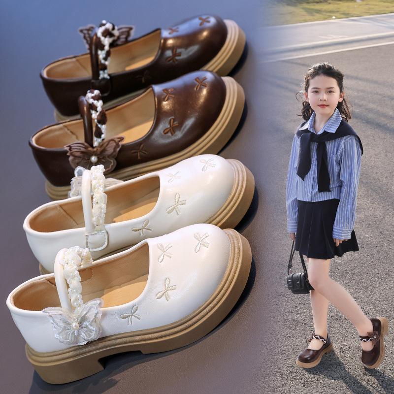 Girls' small leather shoes 2025 new spring and autumn children's princess shoes soft-soled non-slip single shoes Mary Jane student performance shoes