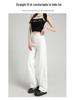 Damen High Waist Schlankmachende Weiße Jeans - Frühjahr/Sommer 2025 Kollektion, Petite Bodenlange Fließende Weitbein Hose