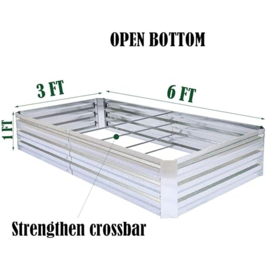 Galvanized Raised Garden Beds for Vegetables Large Metal Planter Box Steel Kit Flower Herb 6 X 3 X 1 Ft 2 Pack Galvanized