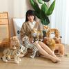 Realistic Beast Plush Toys Cute Wild Tiger Lion Leopard Soft Stuffed Animal Doll Cool Home Decor Kids Gift