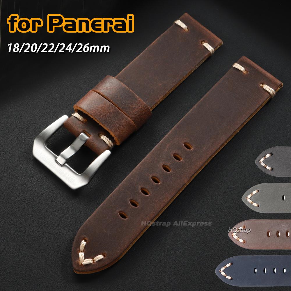 Neues Vintage Lederarmband 18mm 20mm 22mm 24mm 26mm für Panerai Armband für Samsung Watch4/5/6/7 40mm 44mm Klassisches Business-Band