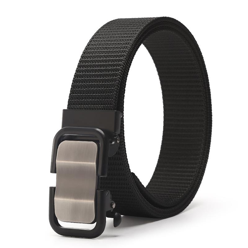 Belt Men'S Automatic Button Head Canvas Belt Medium Green Business Casual Simple Jeans Belt