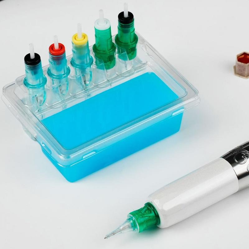 20 Pcs Tattoo Needles Stand Waterproof Ink Cartridge Needle Holder Placement Rack Disposable Washing Cup Clean Double Layer