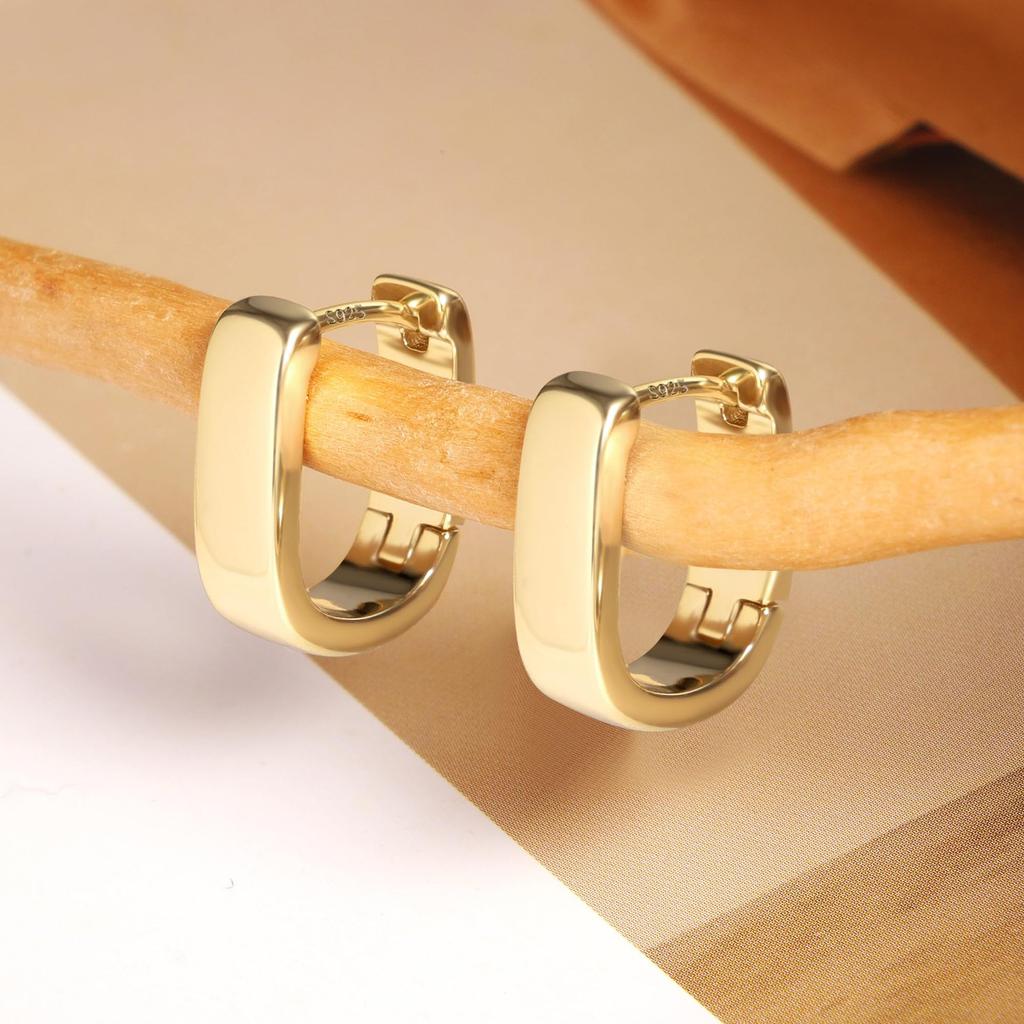 Light Luxury U Shaped Smooth Hoop Earrings Exquisite Minimalist Circle Ear Studs Elegant Versatile High End Jewelry