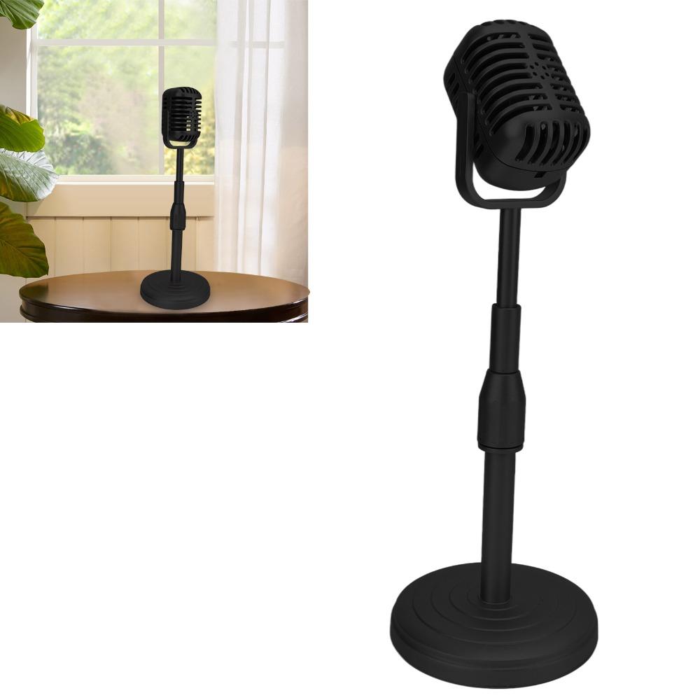 Height Adjustable Microphone Prop Model Support Rod Mic Stand Set Fake Mic Prop Photography