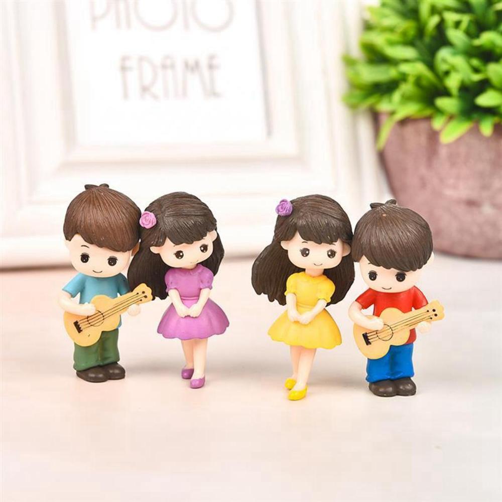 Day Creative Craft Mini Cake Decoration Resin Dolls Miniature Couple Figurines Boy Girl Ornaments