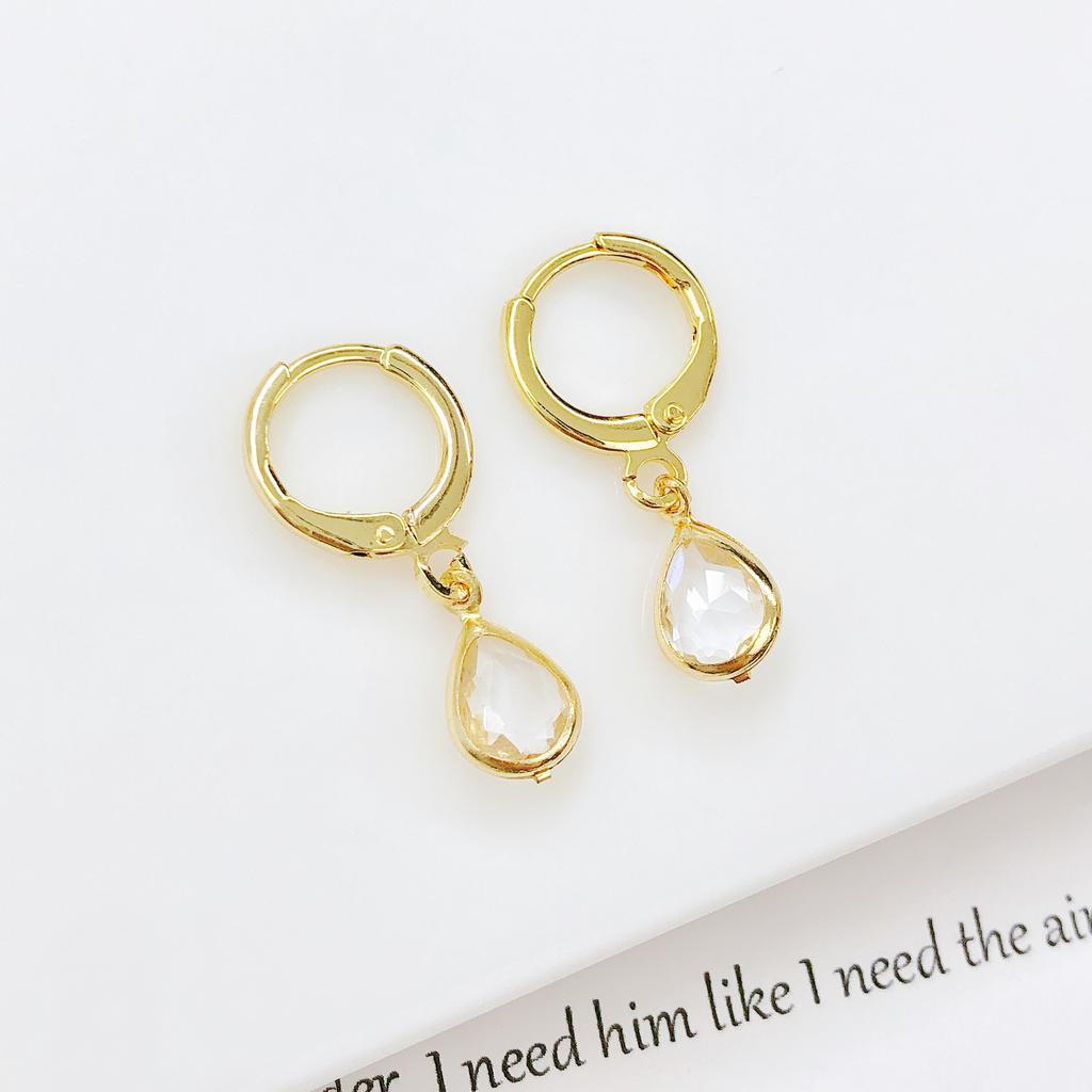 Vintage Stainless Steel Gold Plated Zircon Huggie Hoop Earrings for Women Small Water Drop Earrings Punk Unisex Rock Jewelry
