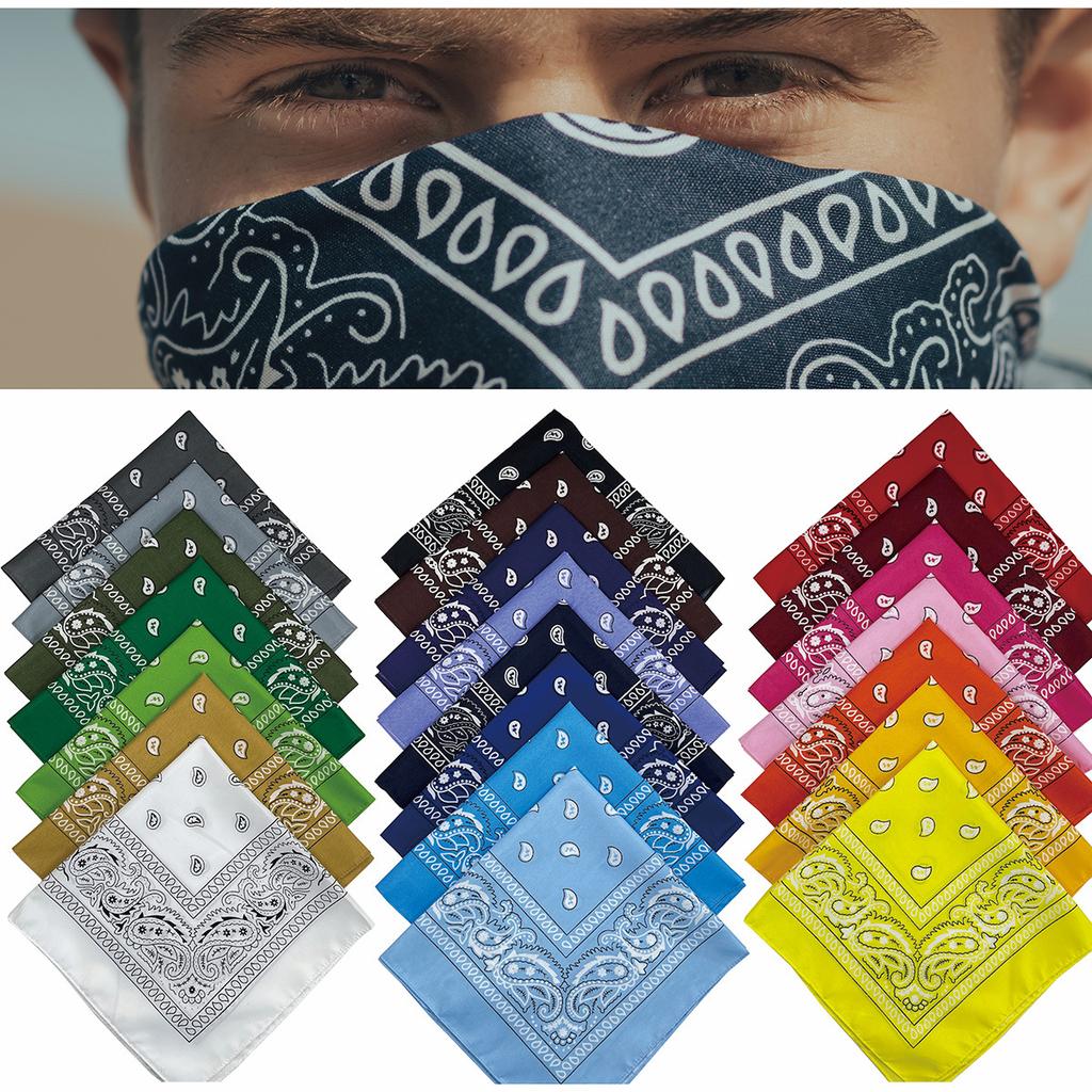 Utomhuscykling 53cm Bomull Fyrkantig Sjal Kvinnor Män Paisleytryck HipHop Bandanas Halsdukar Pannband Näsduk Hårmask