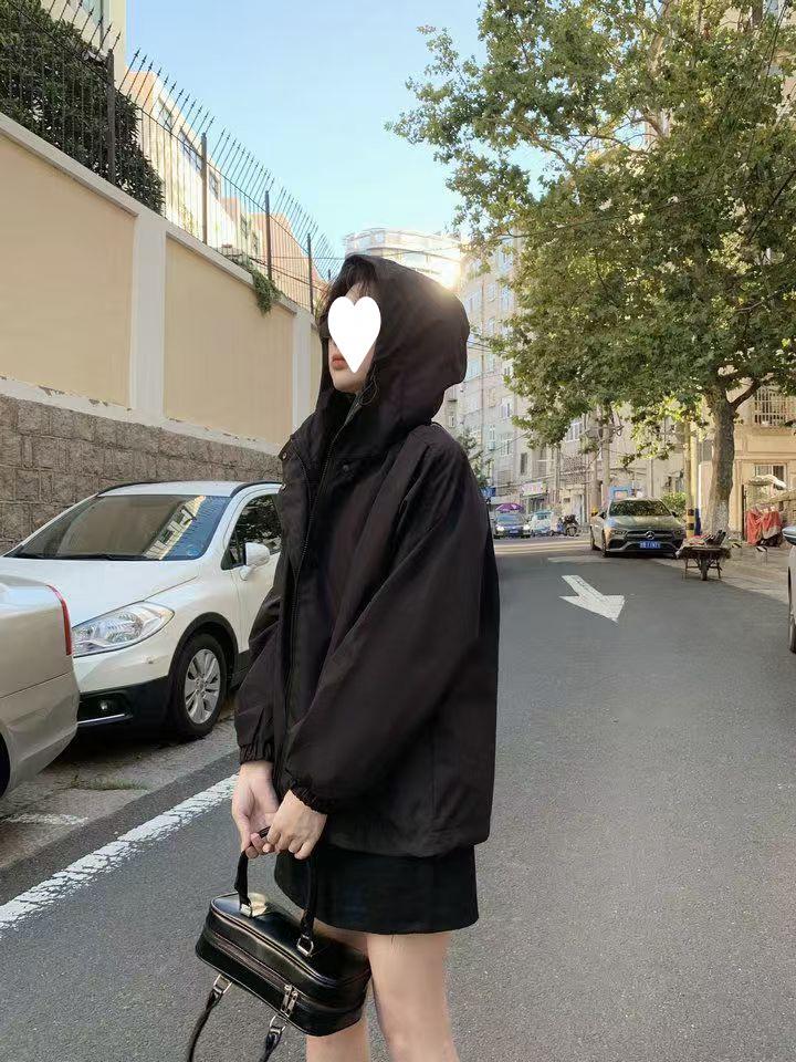 Women's Casual Outdoor Hooded Windbreaker - Stylish Loose-Fit Long Sleeve Jacket for Spring & Autumn