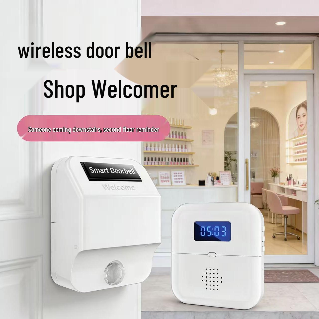 

Morning Tech Wireless Induction Doorbell with First Floor Alert and Time Display for Second Floor Receiver (Needs Pairing)