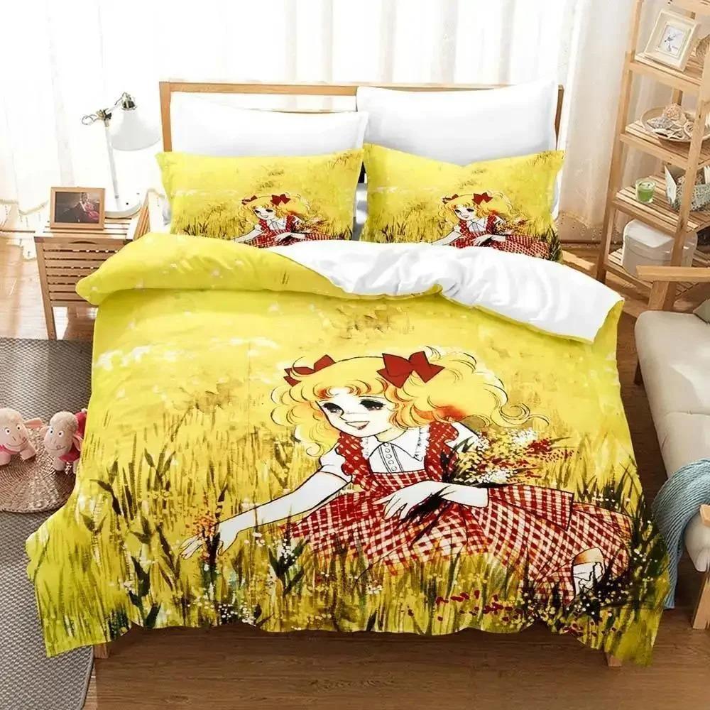 Manga Candy Bettwäsche-Set Einzelbett Twin Full Queen King Size Bettset Erwachsener Kind Schlafzimmer Bettbezug Sets 3D-Druck Anime Bettlaken-Set