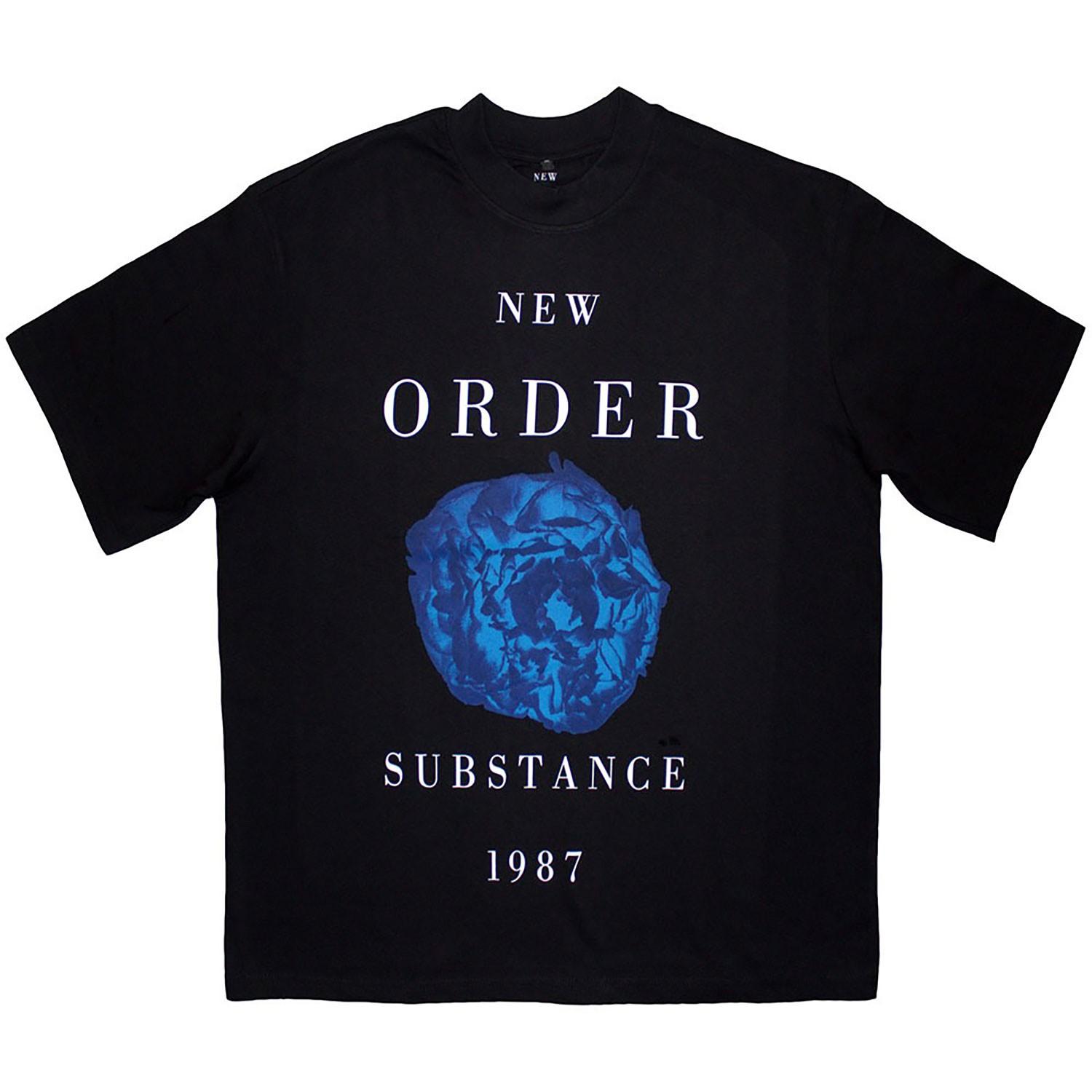 Men s New Order Substance 1987 Oversized Boxy Tee Vintage T-Shirt Mens Womens Tees Top Black S