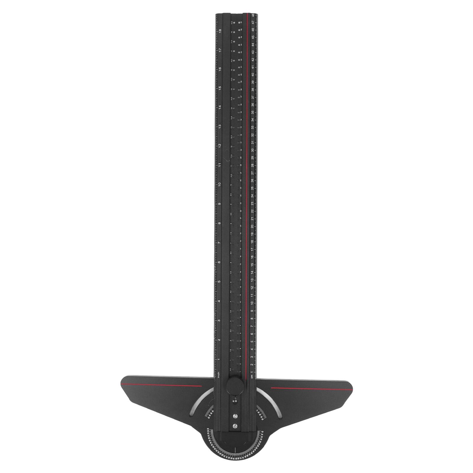 

Woodworking T Ruler Aluminum Alloy Multifunctional Carpenter Scriber with Rotatable Angle Gauge