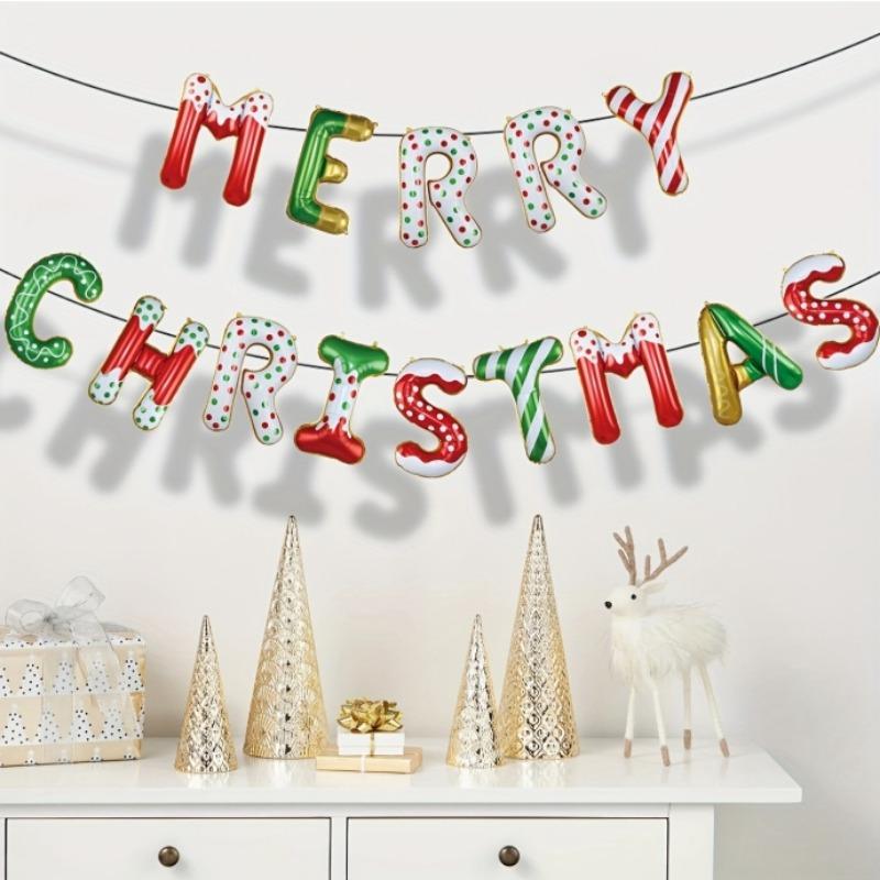 

С РОЖДЕСТВОМ Баннер из воздушных шаров - разноцветное украшение С Рождеством , подходит для украшения воздушных шаров на праздничных вечеринках и мероприятиях