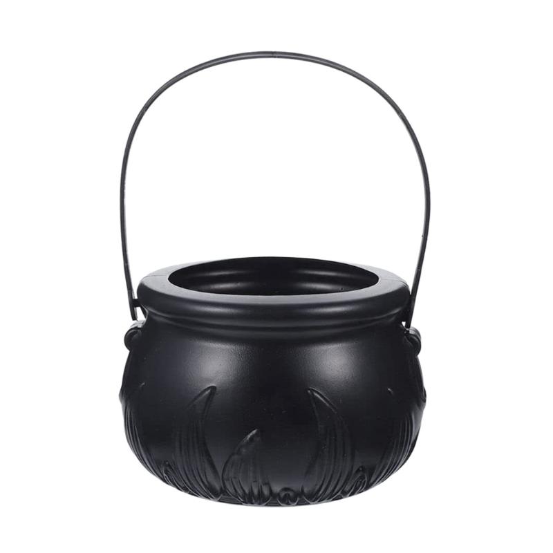 

1PC Witches Halloween Decorations Cauldron Basket Trick Treat Kettle Candy Bowl Bucket Plastic Pot Child 1