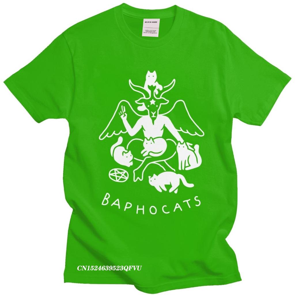 Novelty Baphocats Tshirt Oversized Soft Cotton TShirt Aesthetic Graphic Baphomet Satan Demon Occult Goat Harajuku Shirt Gift