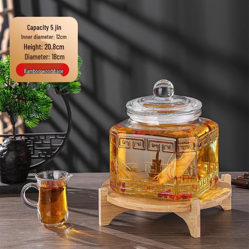 Luxury Sealed Wine & Baijiu Soaking Jar with Faucet for Household Use