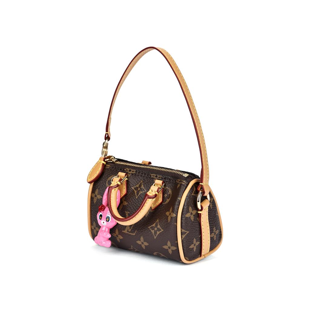 Louis Vuitton X Sun Yitian Collaboration Speedy Rabbit Keychain Removable Shoulder Strap Canvas Pillow Bag Small Women handbags Brown M01084