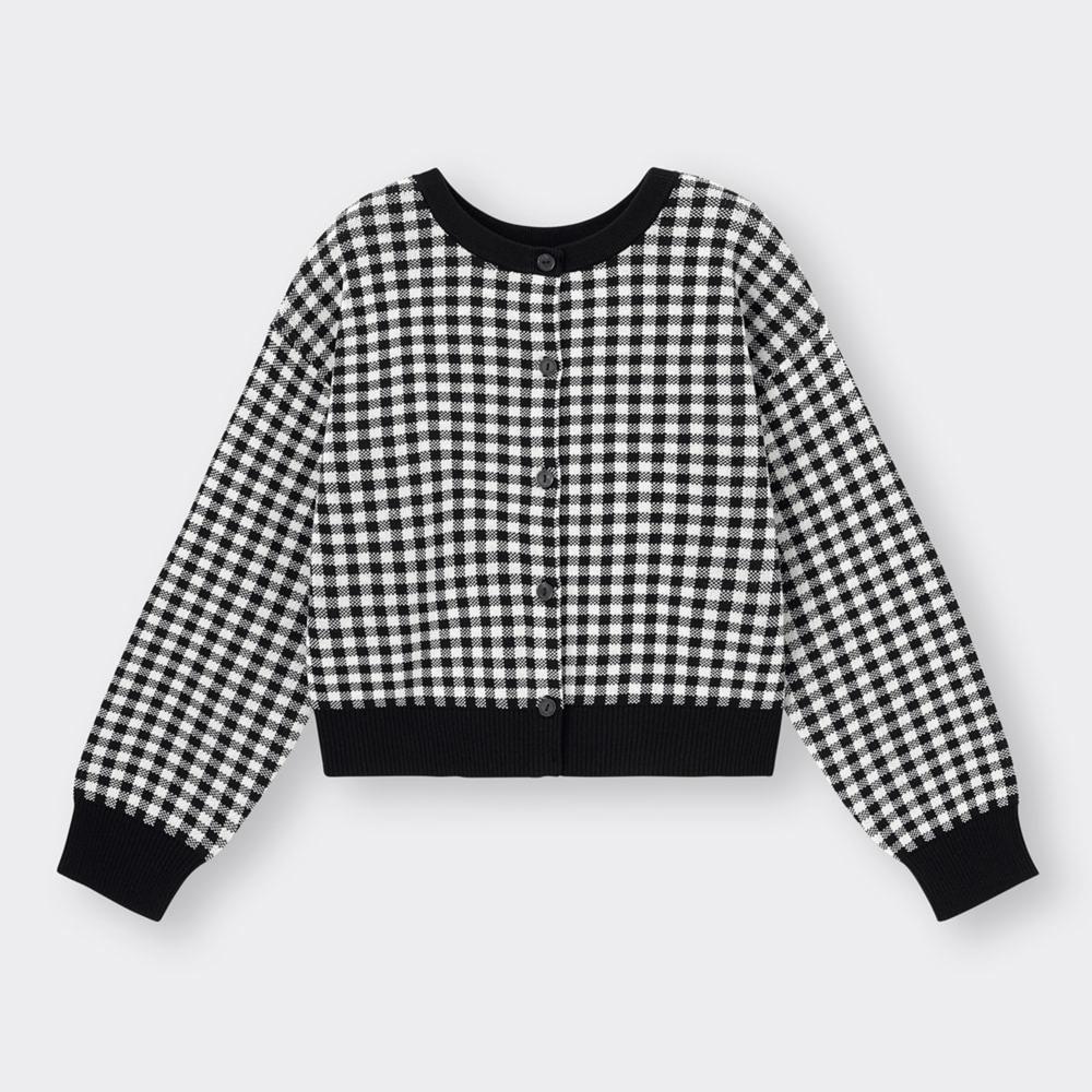 

GU 2WAY укороченный кардиган в клетку с длинными рукавами, можно подобрать