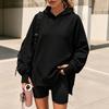 Women's Casual Longline Hooded Pullover with Drop Shoulder and Side Slit - Loose Fit Sweatshirt