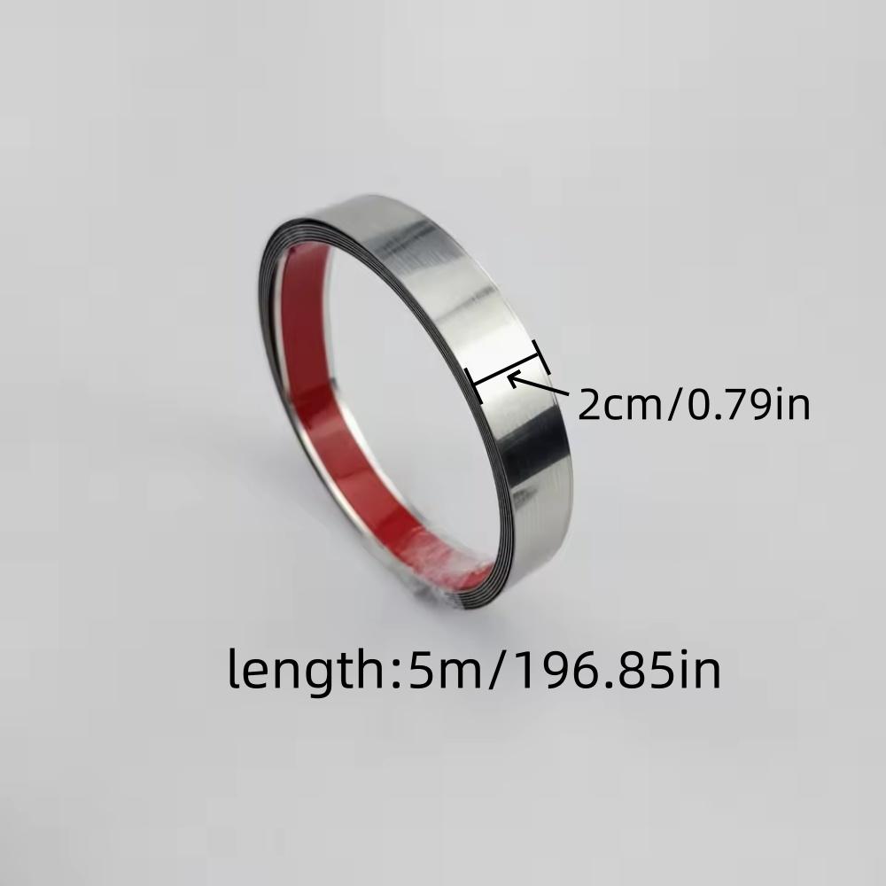 1pc 5m/196.85inMirror Self-adhesive Flat Decorative Lines Strip Stainless Steel Gold Wall Sticker Background Wall Ceiling