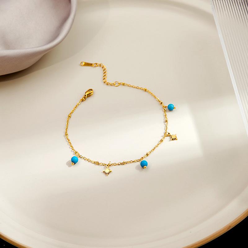 

Металлический бирюзовый геометрический дисковый браслет на ногу с дизайном восьмиконечной звезды и бабочки – Нишевый стиль, аксессуар для стопы