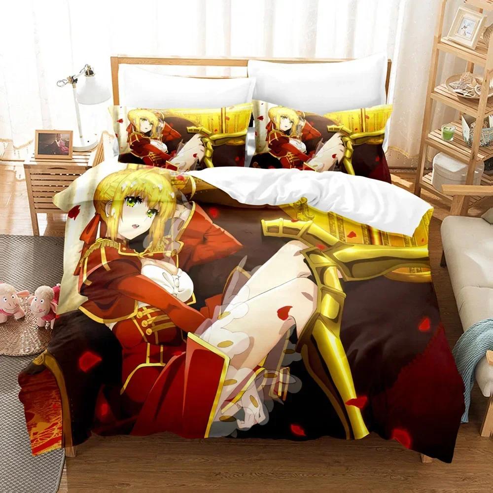 Luxury New 3D Print Anime Fate Nero Bedding Set Saber Duvet Cover Bedroom Comforter Covers Single Twin King Size Quilt Cover