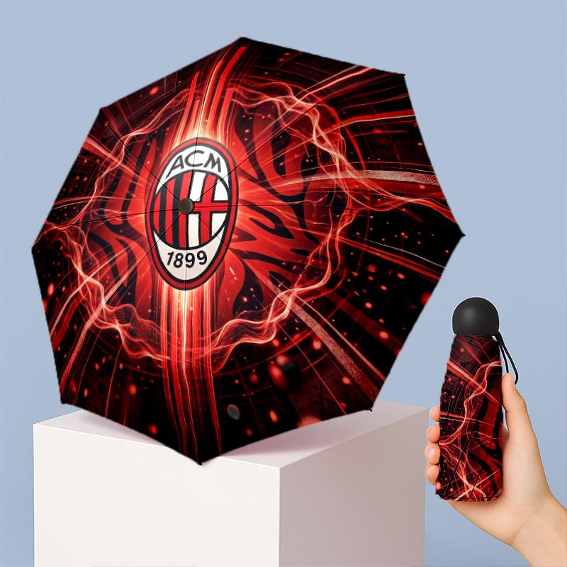 AC Milan Pattern Printed Mini 5 Folds 8 Ribs Compact Umbrella Windproof Waterproof Lightweight Portable Folding