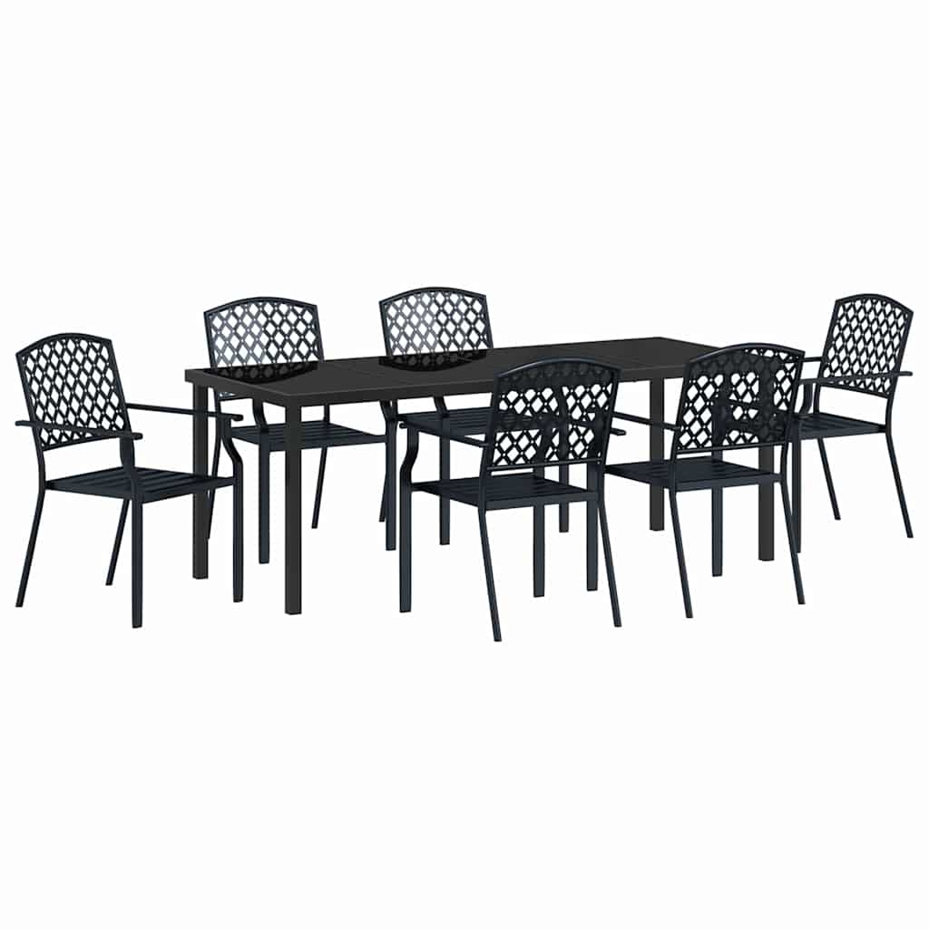 Outdoor Dining Set 7 pcs Anthracite Powder Coated Steel