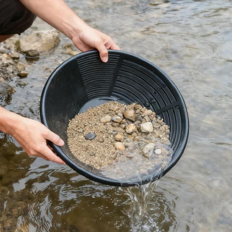 Goldwaschpfanne Schwarze Siebschale Goldschale Bergbauwerkzeug Plastikschale Prospektion Flusswasch Goldwaschausrüstung Metallerkennungswerkzeug