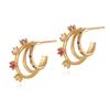 Delicate Rose Flower Design Light Luxury 18k Gold Plated Copper Stud Earrings For Women