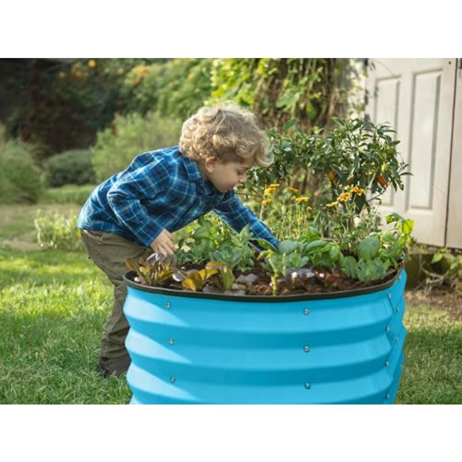 Teal Galvanized Raised Garden Beds Outdoor 4×2×1 ft 2-Pack Planter for Vegetables Flowers Large Metal Garden Box
